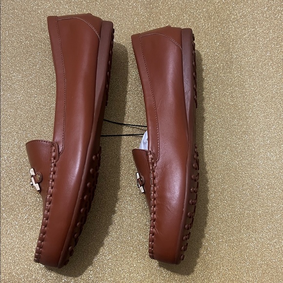 New Kate Spade Carmen Leather Loafers with Gold Accent - Picture 5 of 13